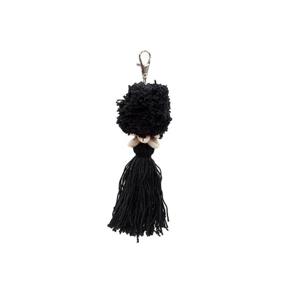 Cotton Pompom Keychain - Soft Black Bag or Key Charm