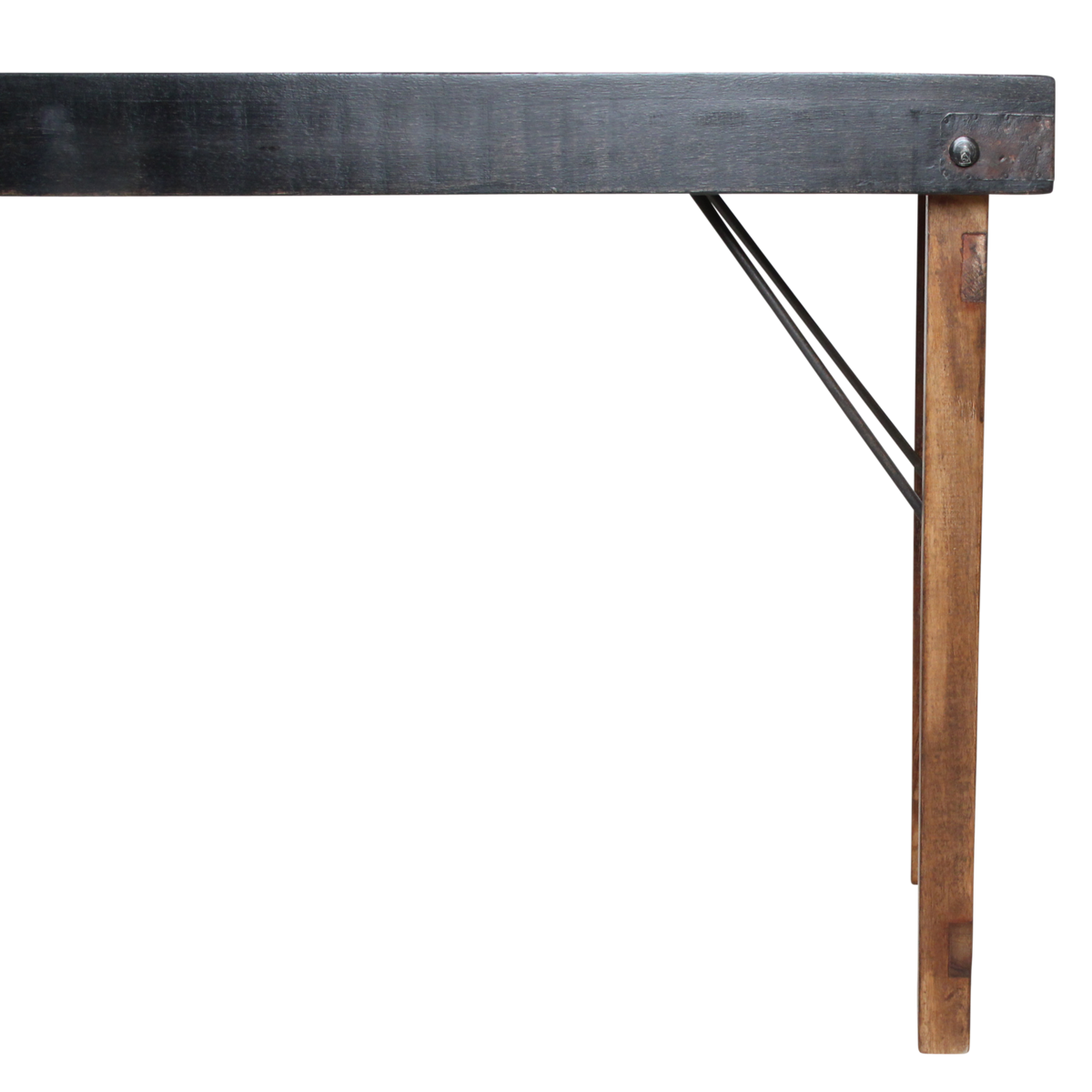 Reclaimed Wood Console Table - Black Foldable Design