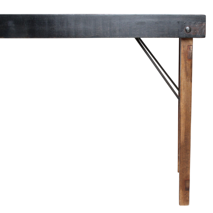 Reclaimed Wood Console Table - Black Foldable Design