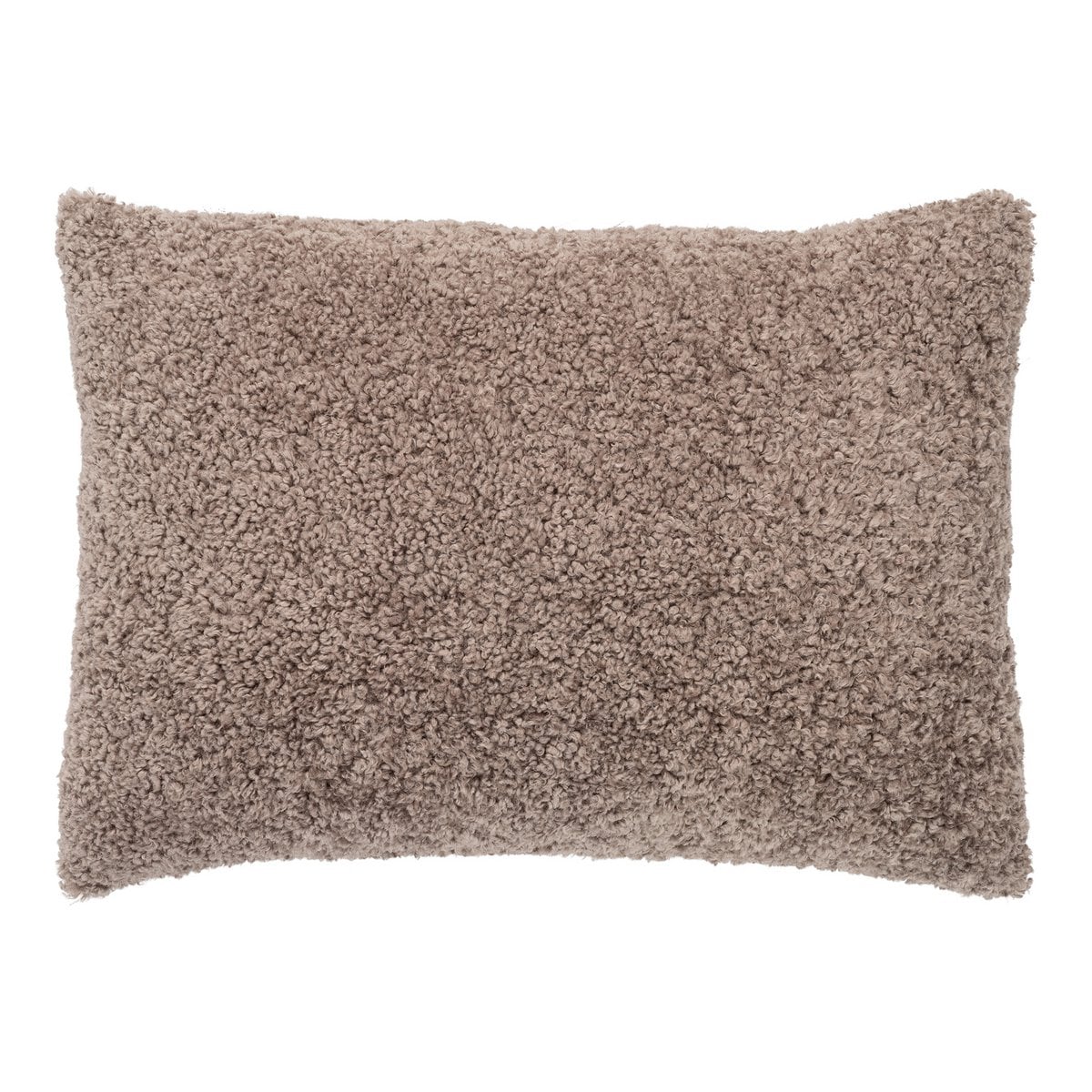 Bouclé Cushion - Brown Polyester Cotton Throw Pillow - 45x60 cm