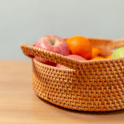 Kleiner Rattan-Aufbewahrungskorb Dekokorb SUWARI (2 Größen) ideal als Brotkorb oder Obstschale