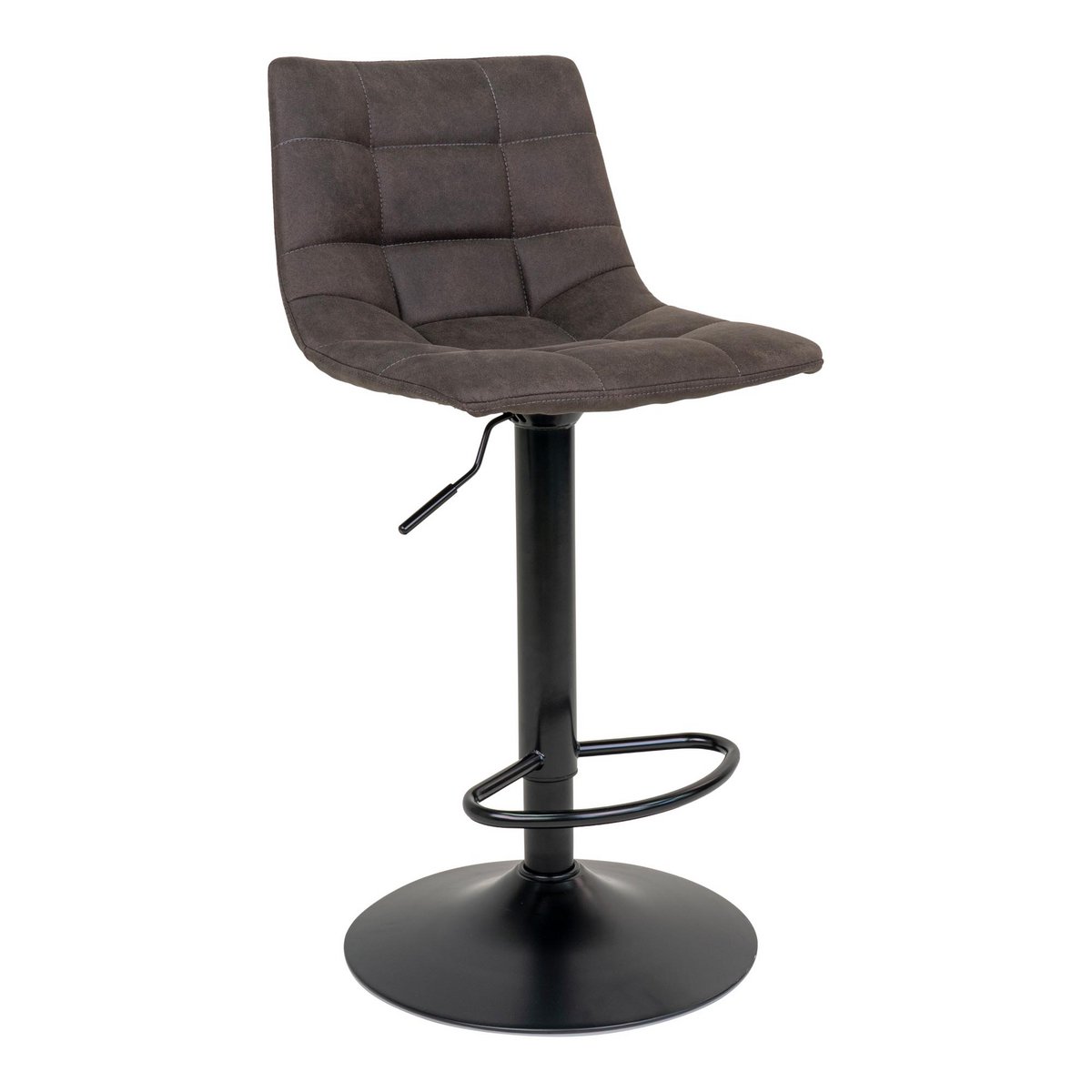 Middelfart Bar Chair - Dark Grey, Microfiber, Black Metal Legs, 43x43x88/108cm - set of 2