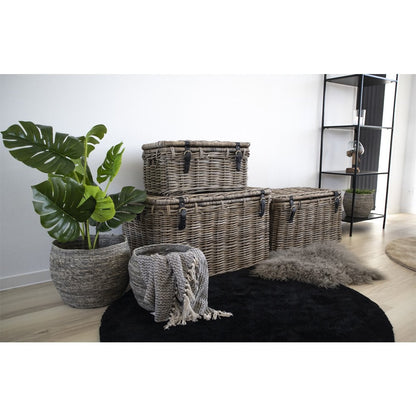 Depok Storage Trunk - Grey, Kubu Rattan - Set of 3