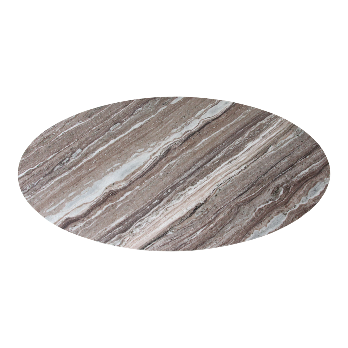 Marble Coffee Table - Oval Fantasy Brown Stone & Mango Wood, 120cm
