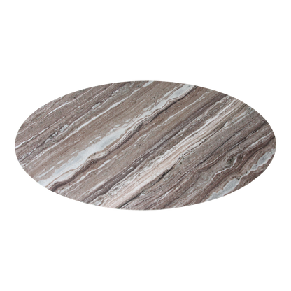 Marble Coffee Table - Oval Fantasy Brown Stone & Mango Wood, 120cm