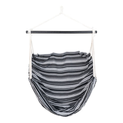 Cotton Hammock Chair - Grey & Black Hanging Chair for Patio, Larch Frame