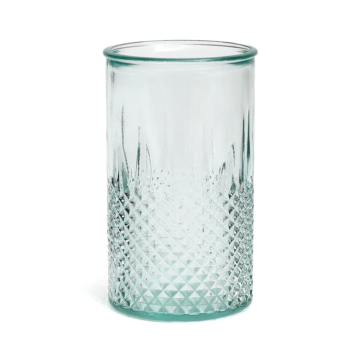 Diamond Cut Cocktail Glass - Medium Blue Recycled Zuanshí Glass