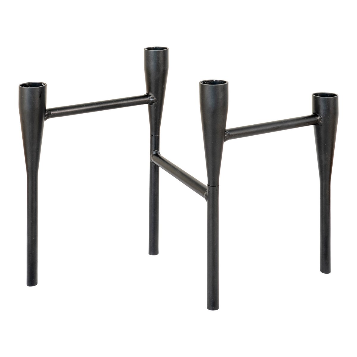 Candle Holder - Steel, Black - 15x28x21 cm