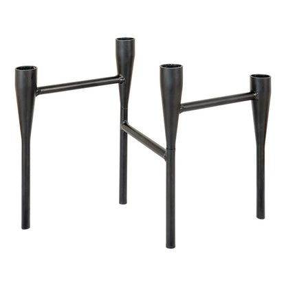 Candle Holder - Steel, Black - 15x28x21 cm