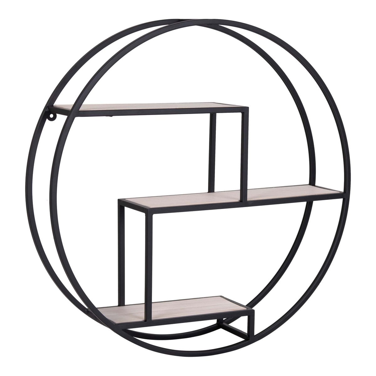 Steel and Wood Shelf - Black & Natural Rotterdam Display, 62cm