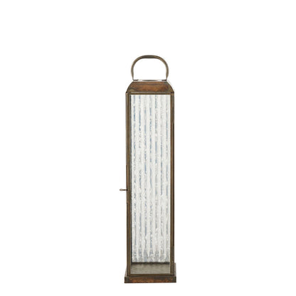 Antique Brass Metal Lantern - Glass Herslev Lantern, 12x12x49 cm