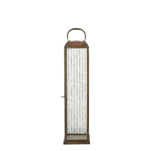 Herslev Lantern, glass/metal, antique brass look, 12x12x49 cm