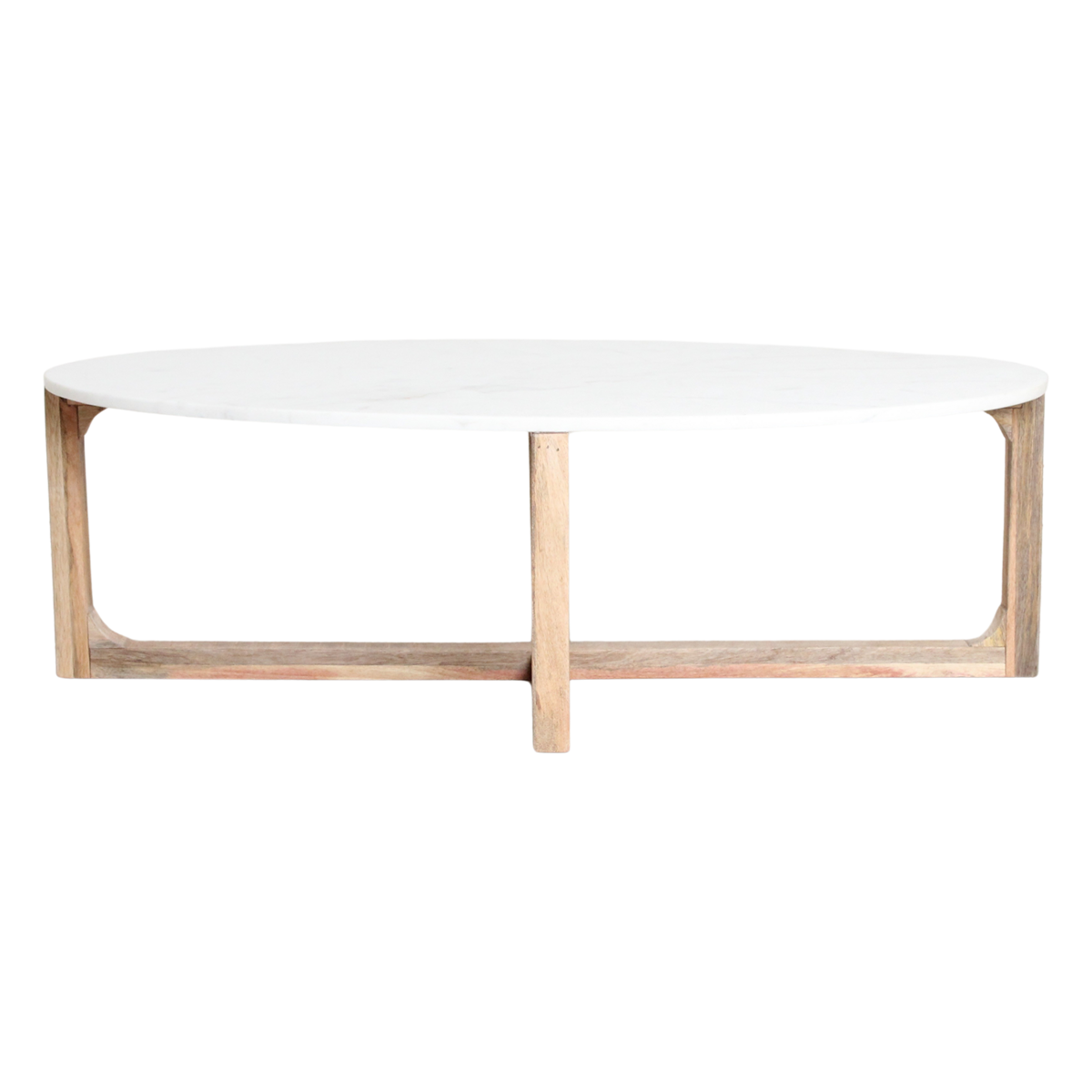 Oval marble coffee table - White - 120x60x38 cm