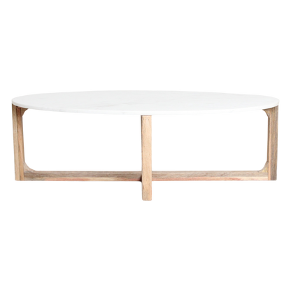 Oval marble coffee table - White - 120x60x38 cm