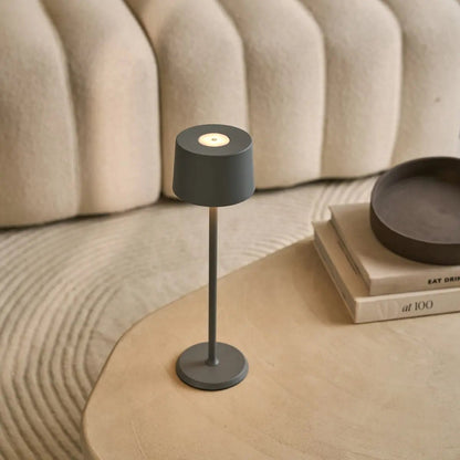 David Trout Grey Rechargeable Iron Table Lamp | Dimmable & Cordless with 120 Hours Battery