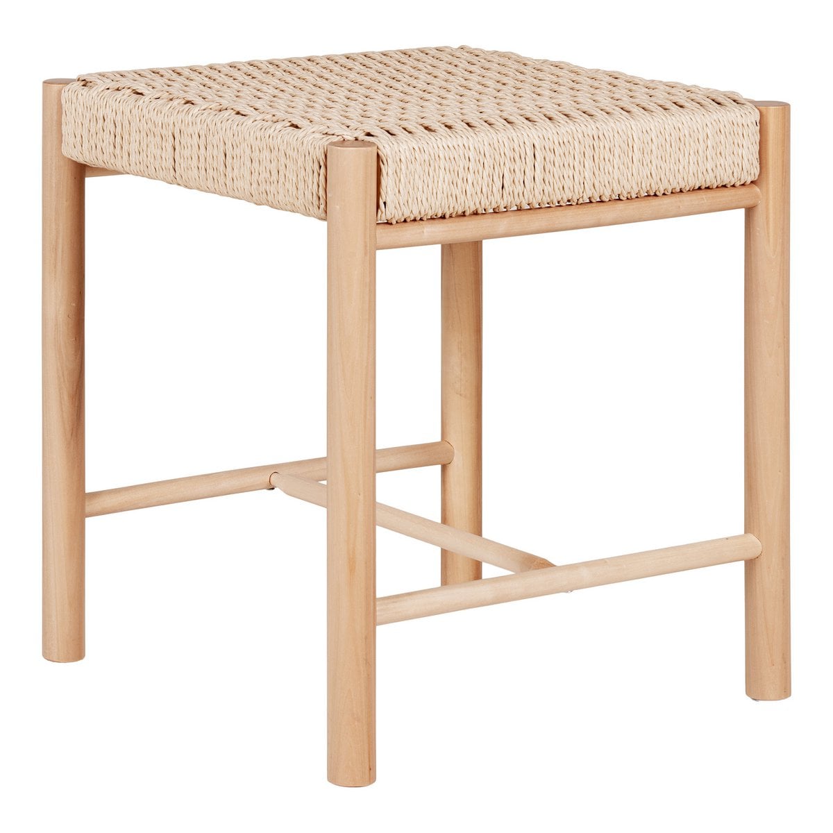 Abano - Tabouret - Peuplier, Corde de Papier, Naturel - 42x42x46,5 cm