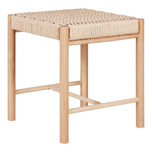 Abano Stool - Poplar Wood, Paper Cord, Natural - 42x42x46.5 cm