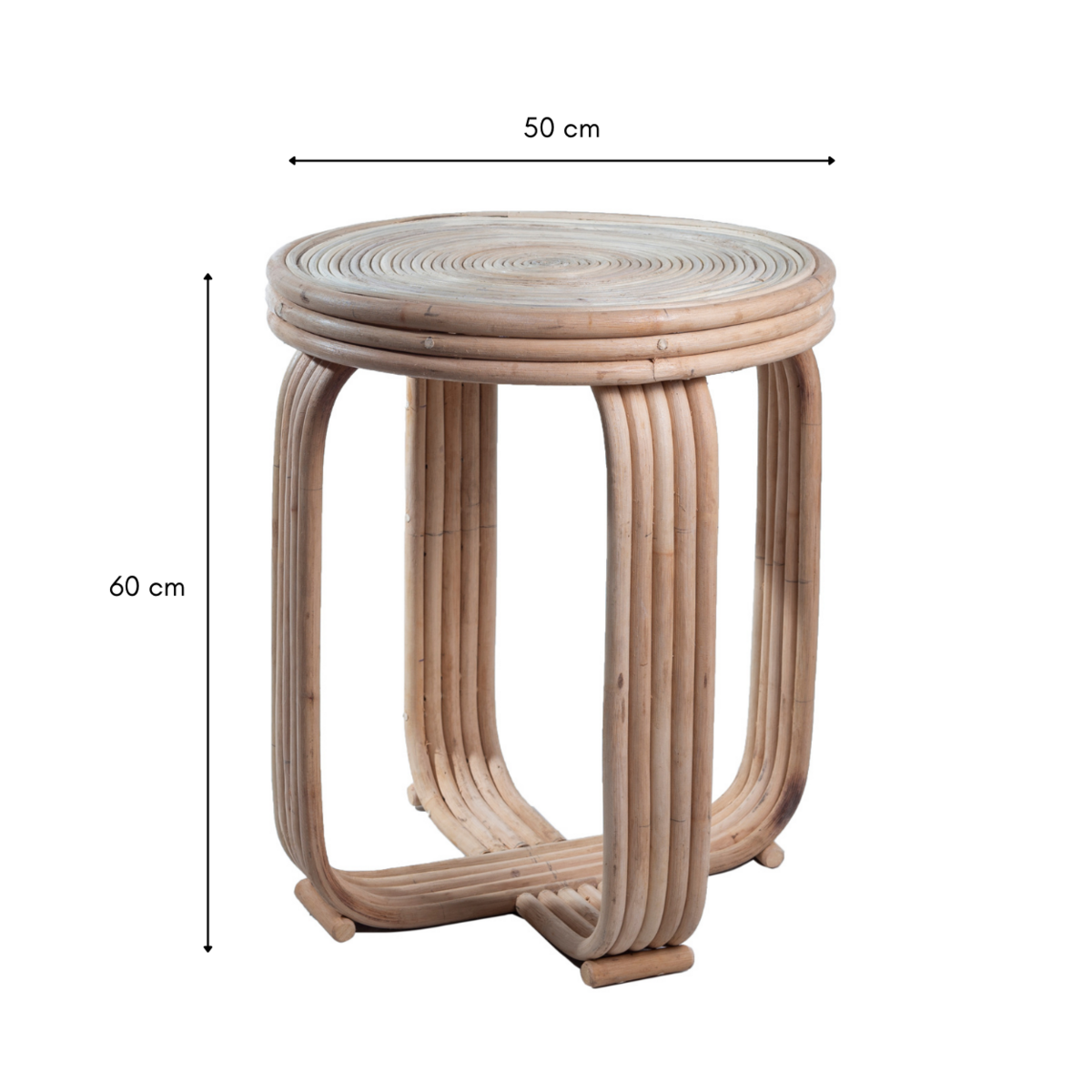 Rattan Side Table End Table - 50cm Accent Couch Table Kanthi