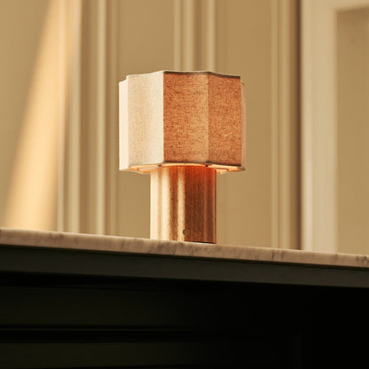 Linen Table Lamp Rechargeable Dimmable - Light Brown, Modular Design