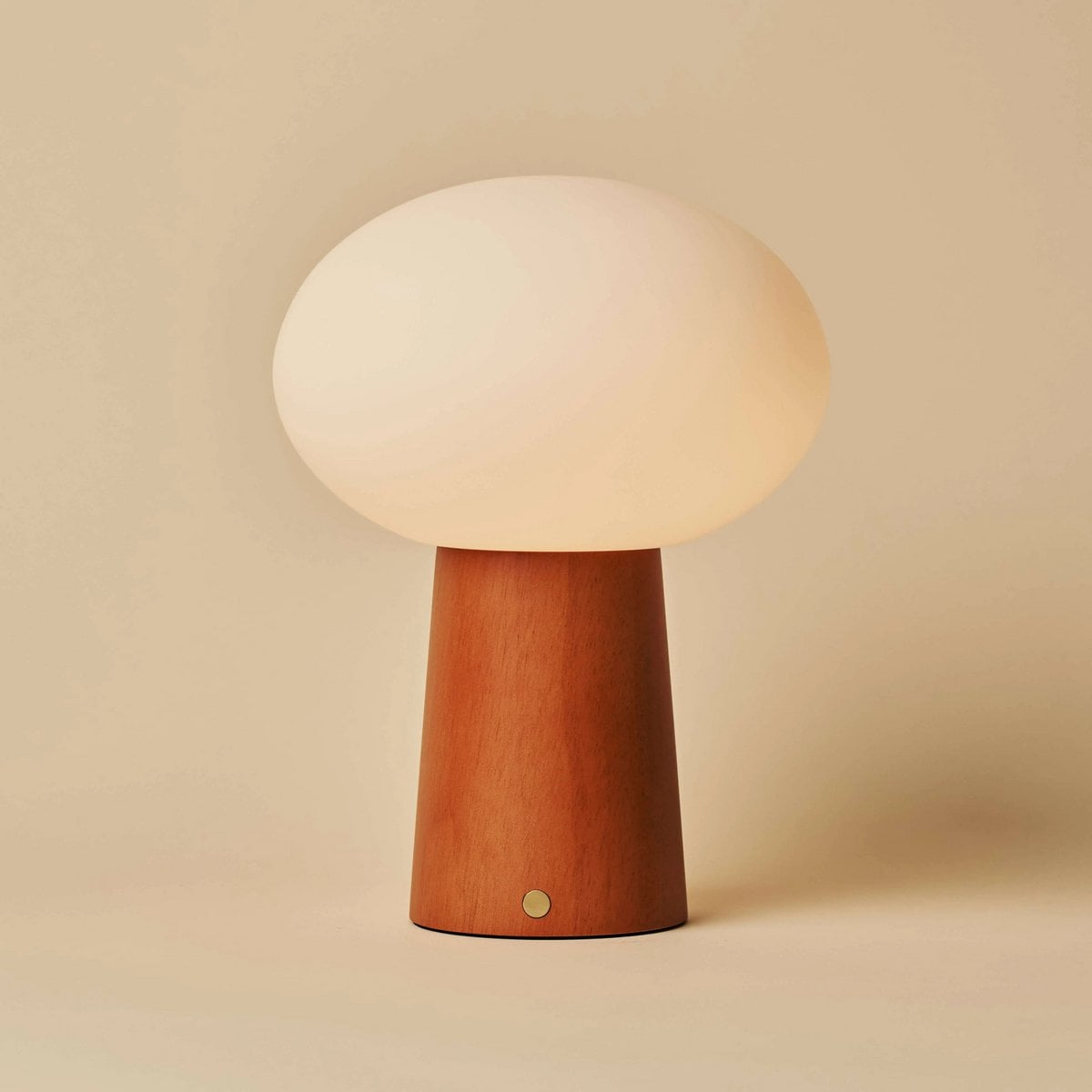 Max Chestnut Brown Wooden Cordless Table Lamp | Rechargeable, Glass, Sustainable Design