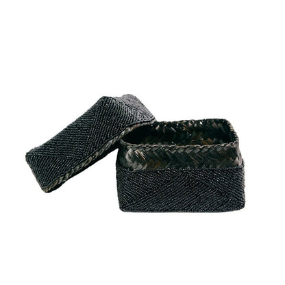 Storage Basket Beaded Black - Large | Bazar Bizar Living