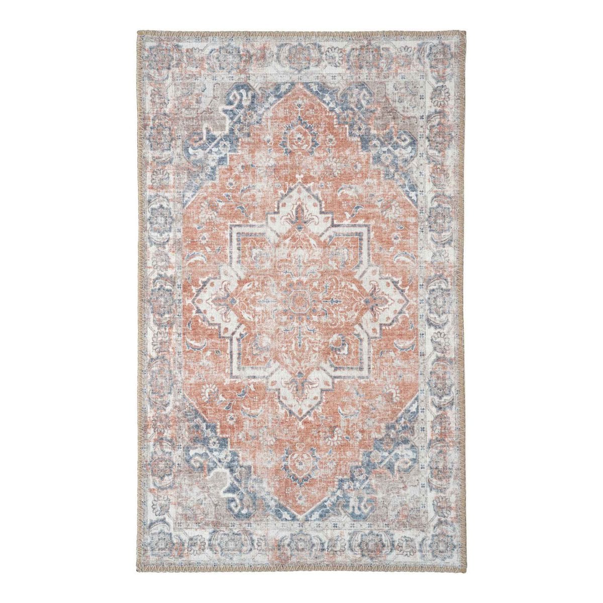 Chenille Doormat - Blue and Orange Havana Style, 50x80cm