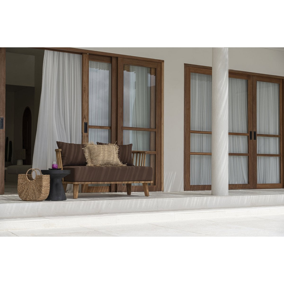 Suar Wood Side Table - Black Gravity Accent Table for Living Room