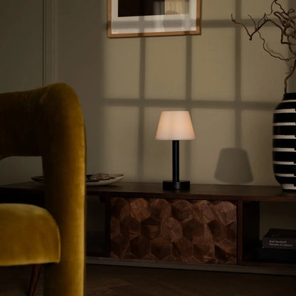 Zoë Black Wooden Rechargeable Table Lamp | Dimmable, USB-C & Up to 80 Hours of Battery Life