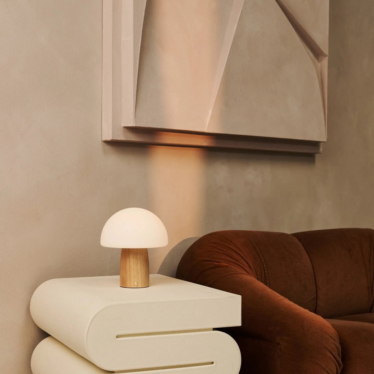 Cordless Table Lamp - Light Brown Dimmable Accent Lamp