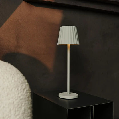 Maya Shadow Grey Ribbed Table Lamp | 3 Light Modes & Rechargeable via Charging Station
