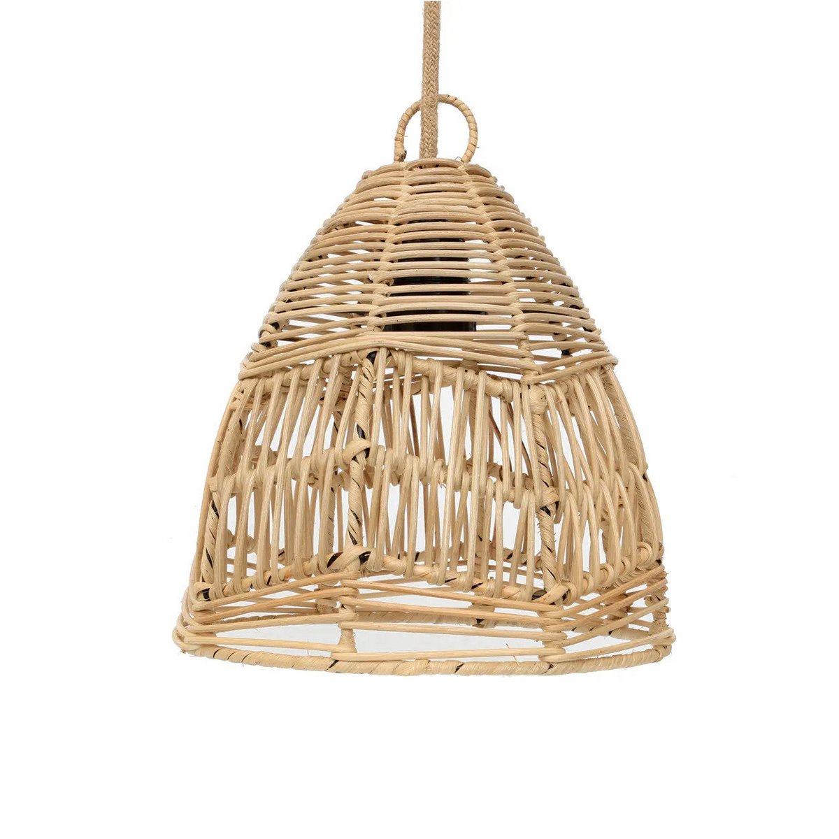 Rattan Pendant Light - Small Natural Woven Lamp for Boho Decor