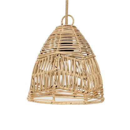 Rattan Pendant Light - Small Natural Woven Lamp for Boho Decor
