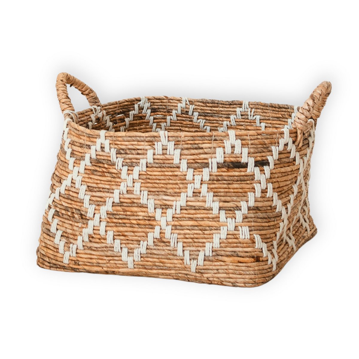 Banana Fiber Woven Storage Basket – Boho Square Shelf Basket, 2 Sizes