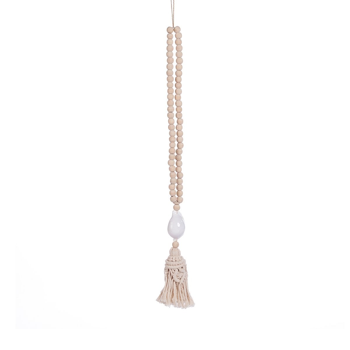 Woven Shell Necklace - Natural Wood, Coastal Style, White