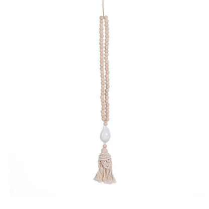 Woven Shell Necklace - Natural Wood, Coastal Style, White