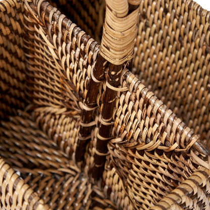 Rattan Cutlery Caddy - Natural Brown Woven Utensil Holder