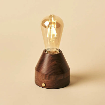 Zavi Walnut Rechargeable Table Lamp | LED, Cordless & 80-Hour Battery Life