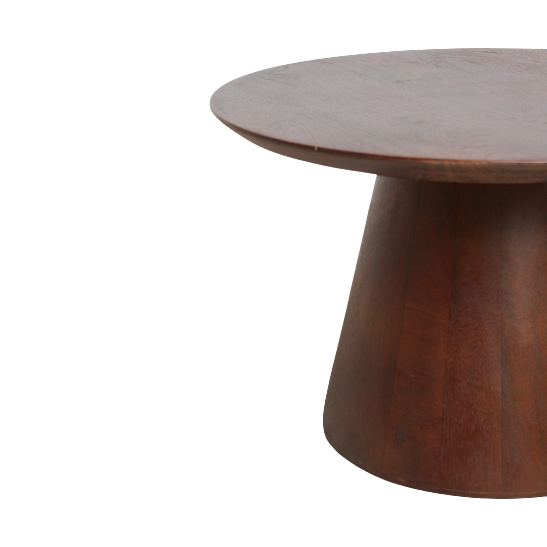 Mango Wood Side Table - Modern Cone Accent Table - 55cm