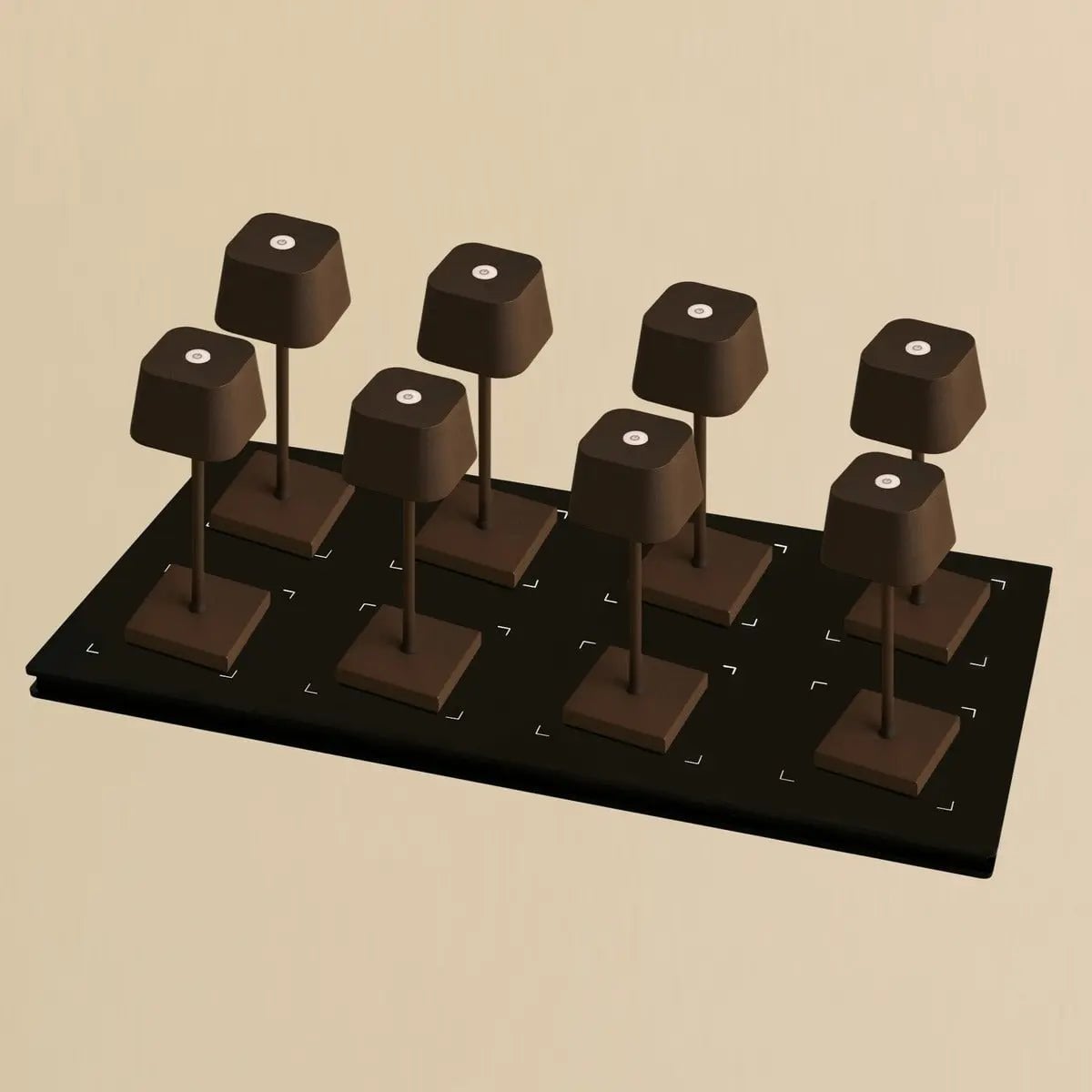 Combi Set Professional | 8 x Sarphati Mini Mocha Brown Rechargeable Table Lamps & 1 x Central Station Charging Station