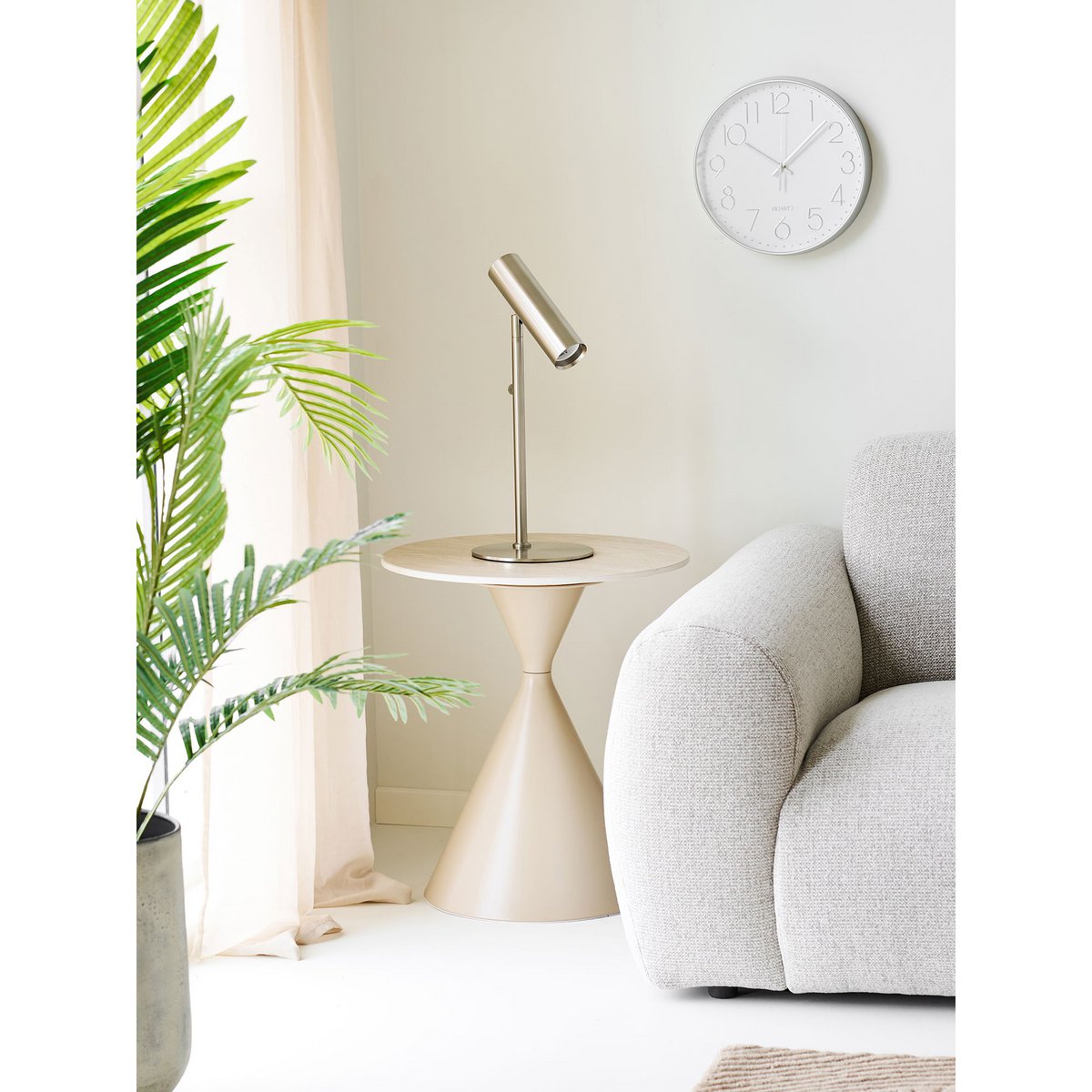 Annecy Side table, ceramic table top/steel, travertine/sand, ø50x56 cm