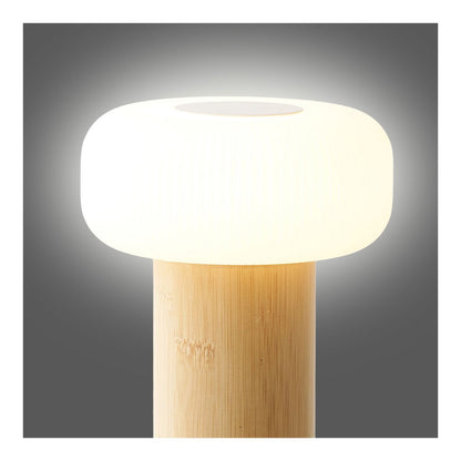Stafford Table lamp, bamboo/metal/PE, rechargeable, natural, white