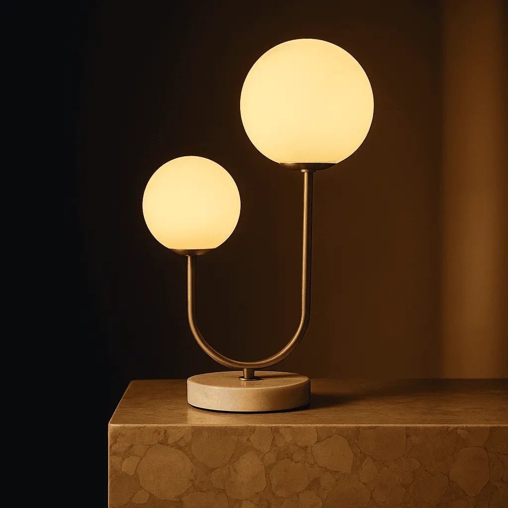 Giorgia Elegant Marble Lamp | Frosted Glass Bulbs & Corded Lamp