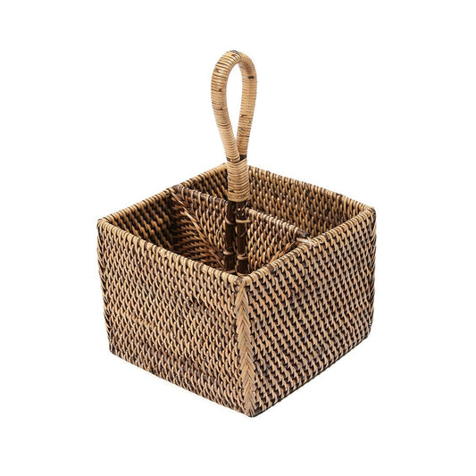 Καλάθι για Μαχαιροπίρουνα από Rattan - Φυσικό Καφέ Υφαντό Δοχείο για Εργαλεία