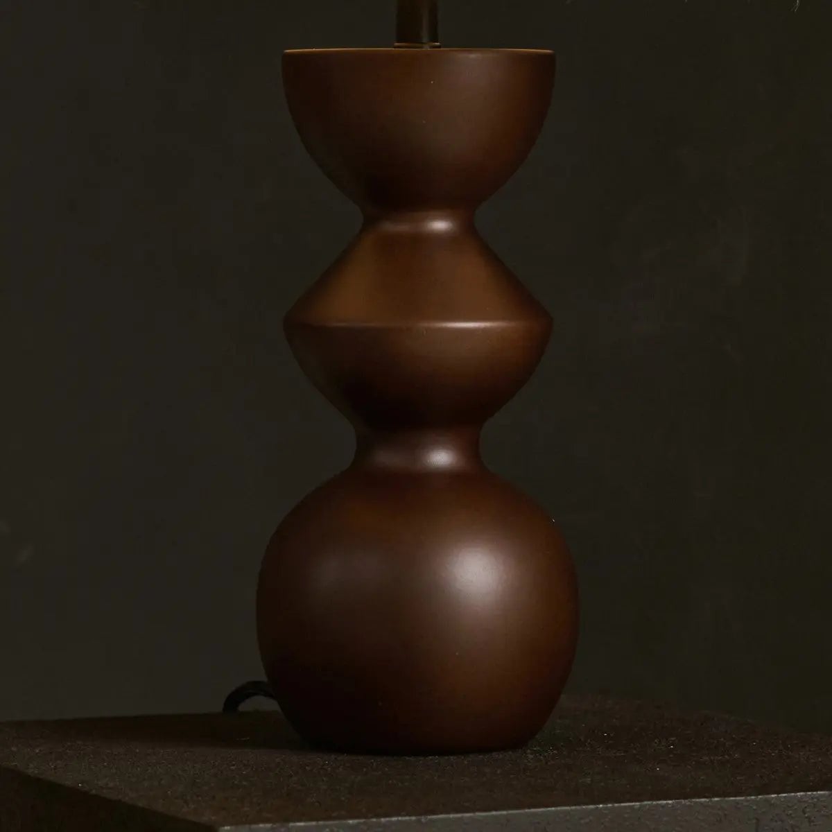 Kai Dark Brown Table Lamp with Sand Lampshade – Stylish, Handmade Lighting