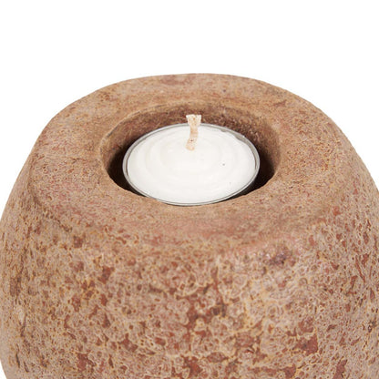 Terracotta Tea Light Candle Holder - Brown Cavestone Design