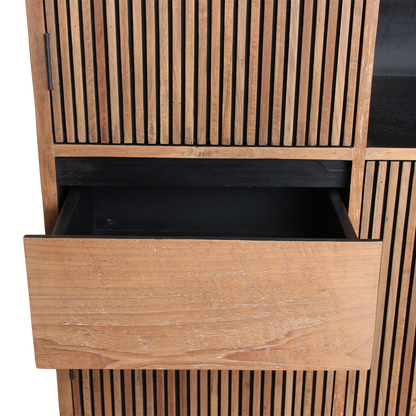 Teak Bookcase Cabinet - Recycled Wood, 90x45x172 cm