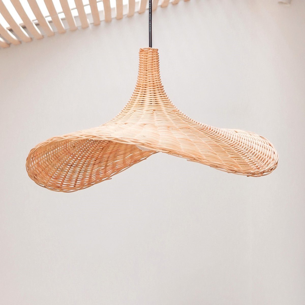 Rattan Pendant Light - Natural Funnel Lampshade, Handmade in Bali