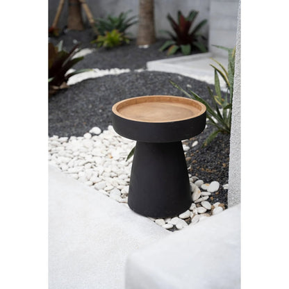 Suar Wood Side Table - Black Natural Rayu Design