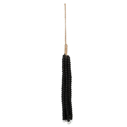 Black Wooden Bead Tassel - Coastal Bohemian Wall Hanging Decor