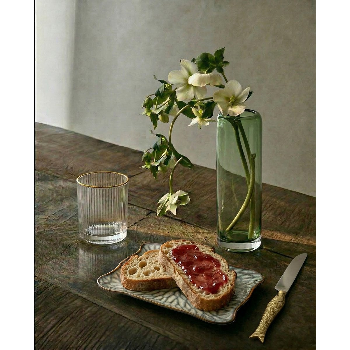 The Lotus Ice Square Plate - Grey Brown - L